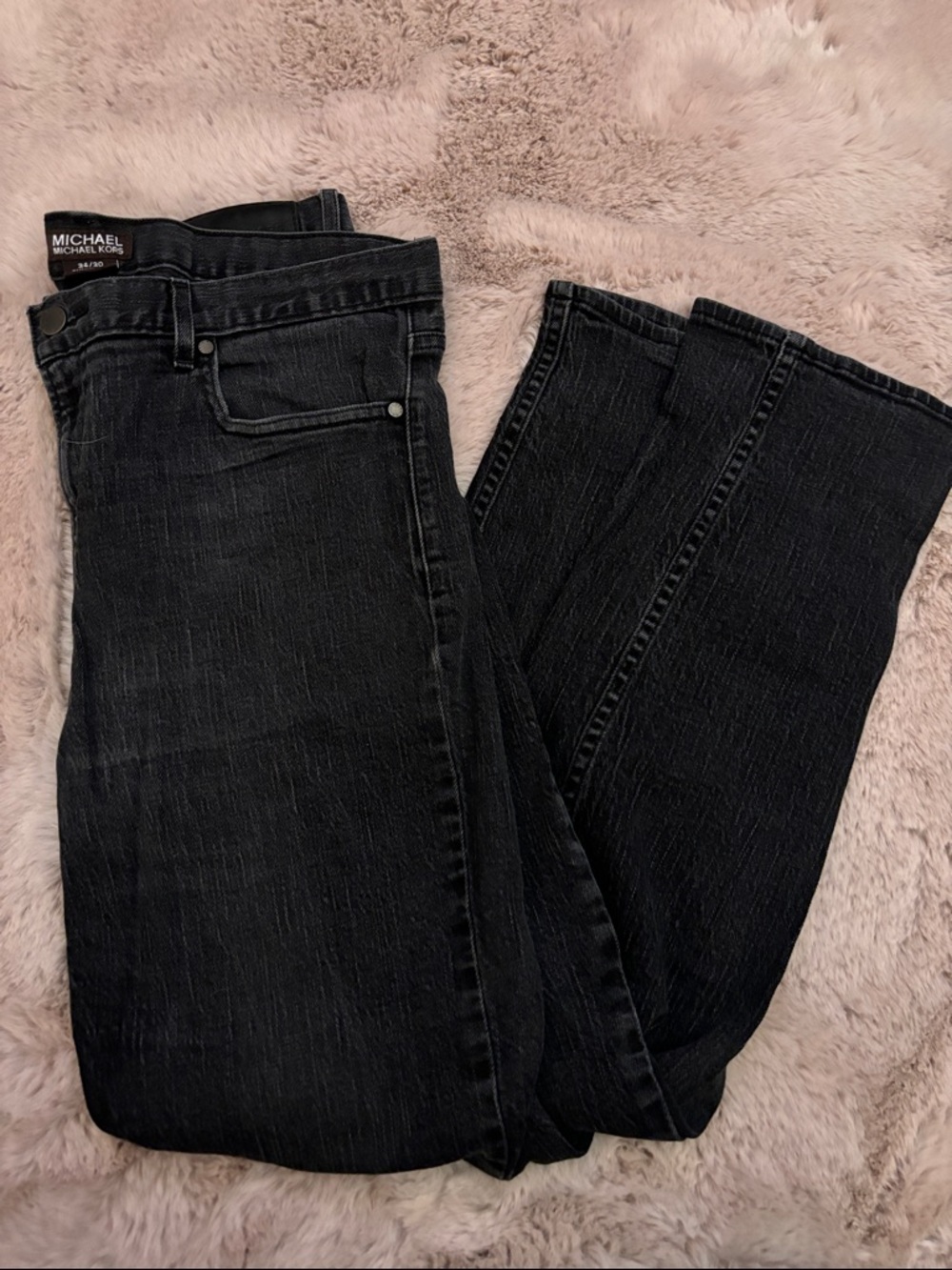 Michael Kors Washed Black Straight-Leg Jeans